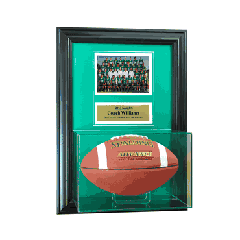 Perfect Cases Wall Mounted Football Case with 5x7 and Engraving Plate for Individual Award -
