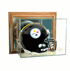 Perfect Cases Wall Mounted Football Helmet Display Case - Walnut