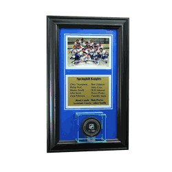 Perfect Cases Wall Mounted Hockey Puck Case with 5x7 and Engraving Plate for Team Award -