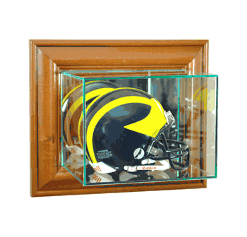 Perfect Cases Wall Mounted Mini Helmet Display Case - Walnut