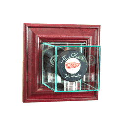 Perfect Cases Wall Mounted Single Puck Display Case - Cherry