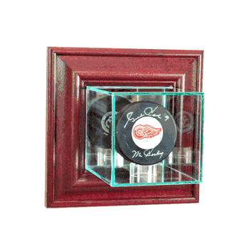 Perfect Cases Wall Mounted Single Puck Display Case - Cherry