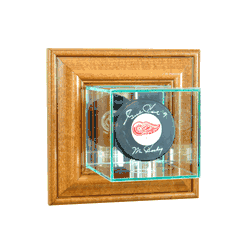 Perfect Cases Wall Mounted Single Puck Display Case - Walnut
