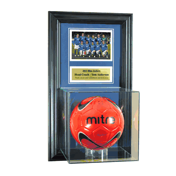 Perfect Cases Wall Mounted Soccer Case with 5x7 and Engraving Plate for Individual Award -