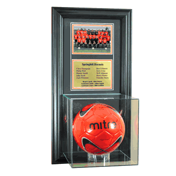 Perfect Cases Wall Mounted Soccer Case with 5x7 and Engraving Plate for Team Award -