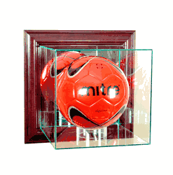Perfect Cases Wall Mounted Soccer Display Case - Cherry