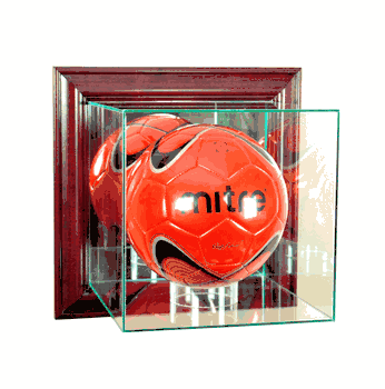 Perfect Cases Wall Mounted Soccer Display Case - Cherry