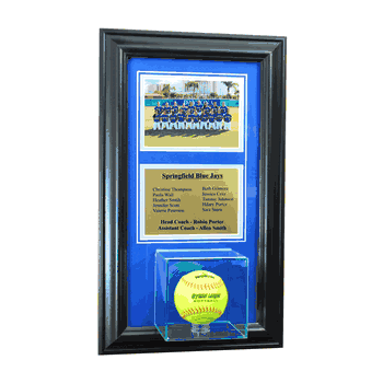 Perfect Cases Wall Mounted Softball Case with 5x7 and Engraving Plate for Team Award -