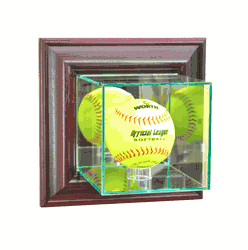 Perfect Cases Wall Mounted Softball Display Case - Cherry