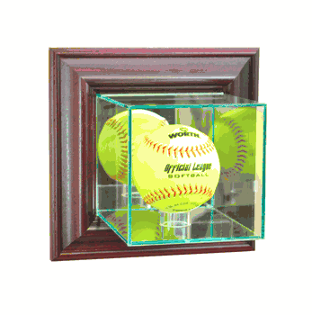 Perfect Cases Wall Mounted Softball Display Case - Cherry