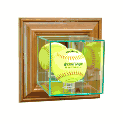Perfect Cases Wall Mounted Softball Display Case - Walnut
