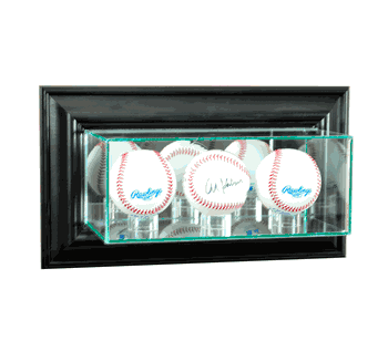 Perfect Cases Wall Mounted Triple Baseball Display Case - Black