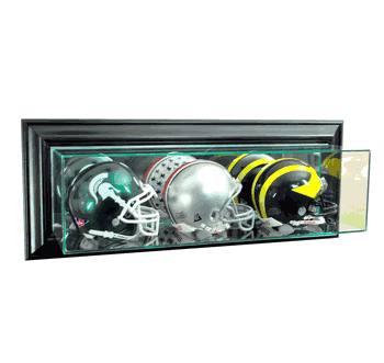 Perfect Cases Wall Mounted Triple Mini Football Display Case - Black