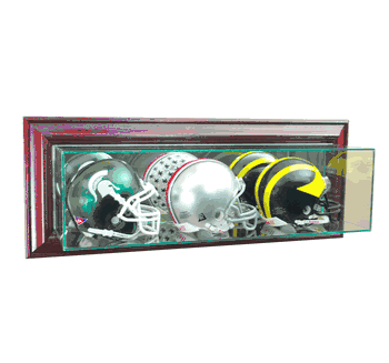 Perfect Cases Wall Mounted Triple Mini Football Display Case - Cherry