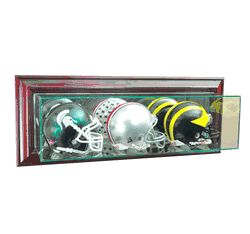 Perfect Cases Wall Mounted Triple Mini Football Display Case - Cherry