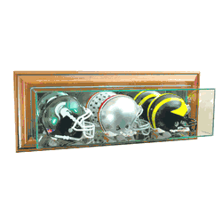 Perfect Cases Wall Mounted Triple Mini Football Display Case - Walnut