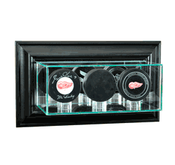 Perfect Cases Wall Mounted Triple Puck Display Case - Black