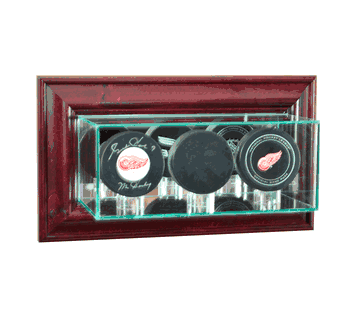 Perfect Cases Wall Mounted Triple Puck Display Case - Cherry