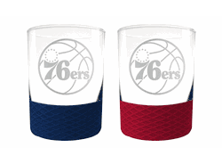 Philadelphia 76ers 2pc Laser Etched Commissioner Rocks Glass Set