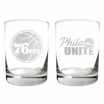 Philadelphia 76ers 2pc Rocks Glass Set