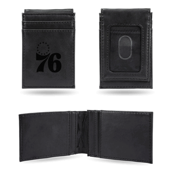 Philadelphia 76ers Black Laser Engraved Front Pocket Wallet