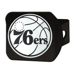 Philadelphia 76ers Black Metal Hitch Cover with Metal Chrome 3D Emblem