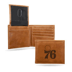 Philadelphia 76ers Brown Laser Engraved Bill-fold Wallet