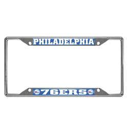 Philadelphia 76ers Chrome Metal License Plate Frame, 6.25in x 12.25in
