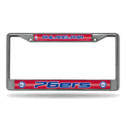 Philadelphia 76ers Classic 12" x 6" Silver Bling Chrome Car/Truck/SUV Auto Accessory