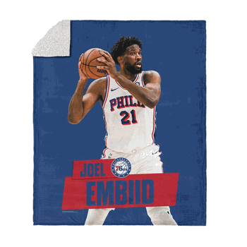 Philadelphia 76ers Joel Embiid NBA Silk Touch Sherpa Throw Blanket 50x60 inches