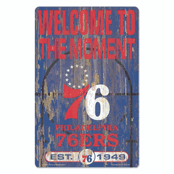 Philadelphia 76ers Sign 11x17 Wood Slogan Design