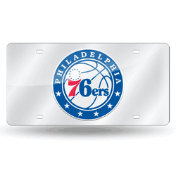 Philadelphia 76ers Silver 12" x 6" Silver Laser Cut Tag For Car/Truck/SUV