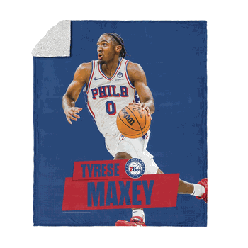 Philadelphia 76ers Tyrese Maxey NBA Silk Touch Sherpa Throw Blanket 50x60 inches