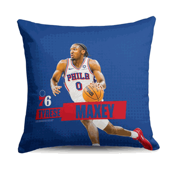 Philadelphia 76ers Tyrese Maxey NBA Throw Pillow 18x18 inches