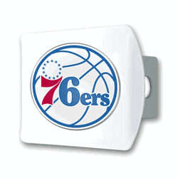 Philadelphia 76ers White Metal Hitch Cover with  3D Color Emblem