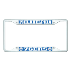 Philadelphia 76ers White Metal License Plate Frame - 6.25"x12.25"