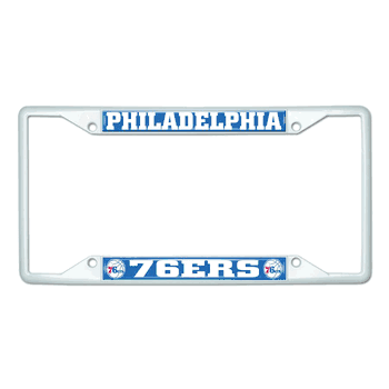 Philadelphia 76ers White Metal License Plate Frame - 6.25
