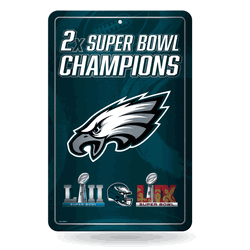 Philadelphia Eagles 2 Time Champs 11" x 17" Home Decor Sign