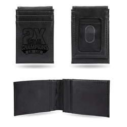 Philadelphia Eagles 2 Time Champs Black Laser Engraved Front Pocket Wallet