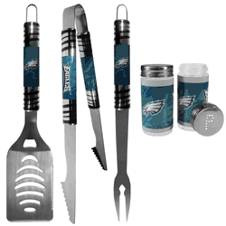 Philadelphia Eagles 3 pc Tailgater BBQ Set and Salt and Pepper Shaker Set