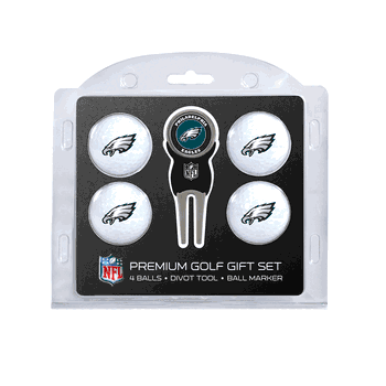 Philadelphia Eagles 4 Ball Gift Set + Divot Tool & Marker