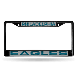 Philadelphia Eagles Black 12" x 6" Black Laser Cut Chrome Frame