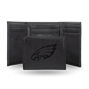 Philadelphia Eagles Black Laser Engraved Faux Leather Trifold