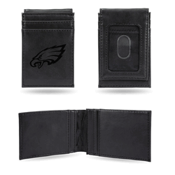 Philadelphia Eagles Black Laser Engraved Front Pocket Wallet