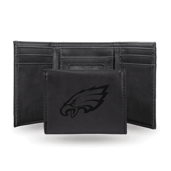 Philadelphia Eagles Black Laser Engraved Tri-Fold Wallet