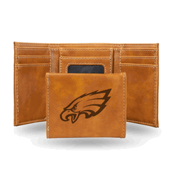 Philadelphia Eagles Brown Laser Engraved Faux Leather Trifold