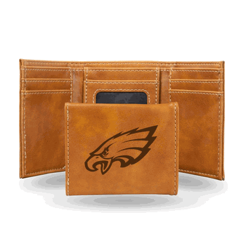 Philadelphia Eagles Brown Laser Engraved Faux Leather Trifold