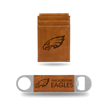 Philadelphia Eagles Brown Laser Engraved Front Pocket Wallet & Bar Blade