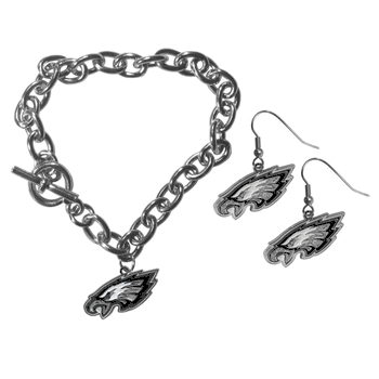 Philadelphia Eagles Chain Bracelet and Dangle Earring Set