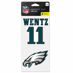 Philadelphia Eagles Decal 4x4 Die Cut Set of 2  - Carson Wentz
